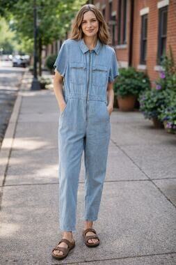 Topshop Short Sleeve Stone Boiler Jumpsuit - Sz 12